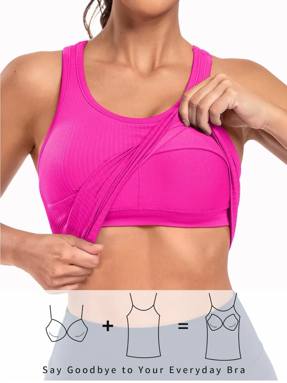 Red Ribbed Racerback Crop Tank Top - Picture 4 of 7